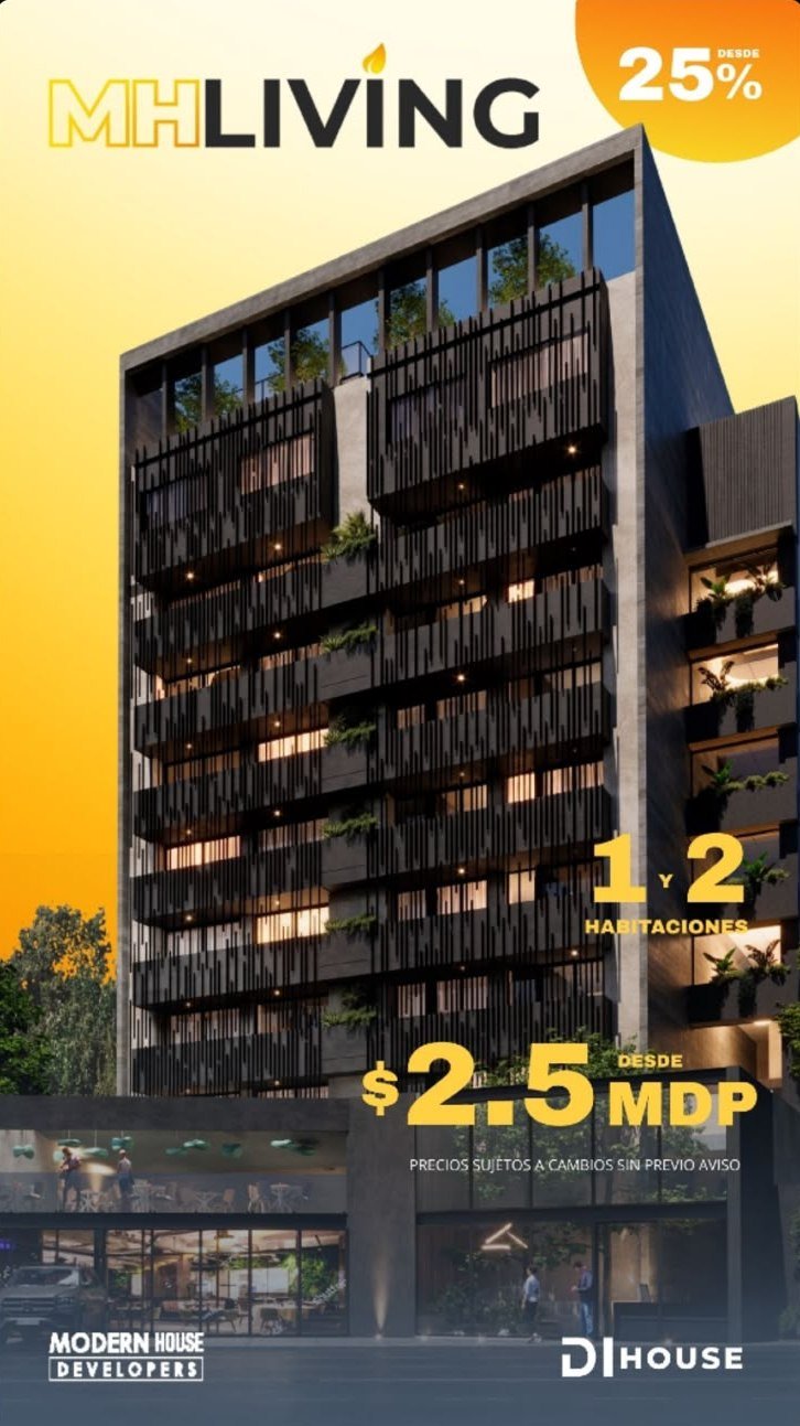 Render de la fachada de MH Living, Guadalajara